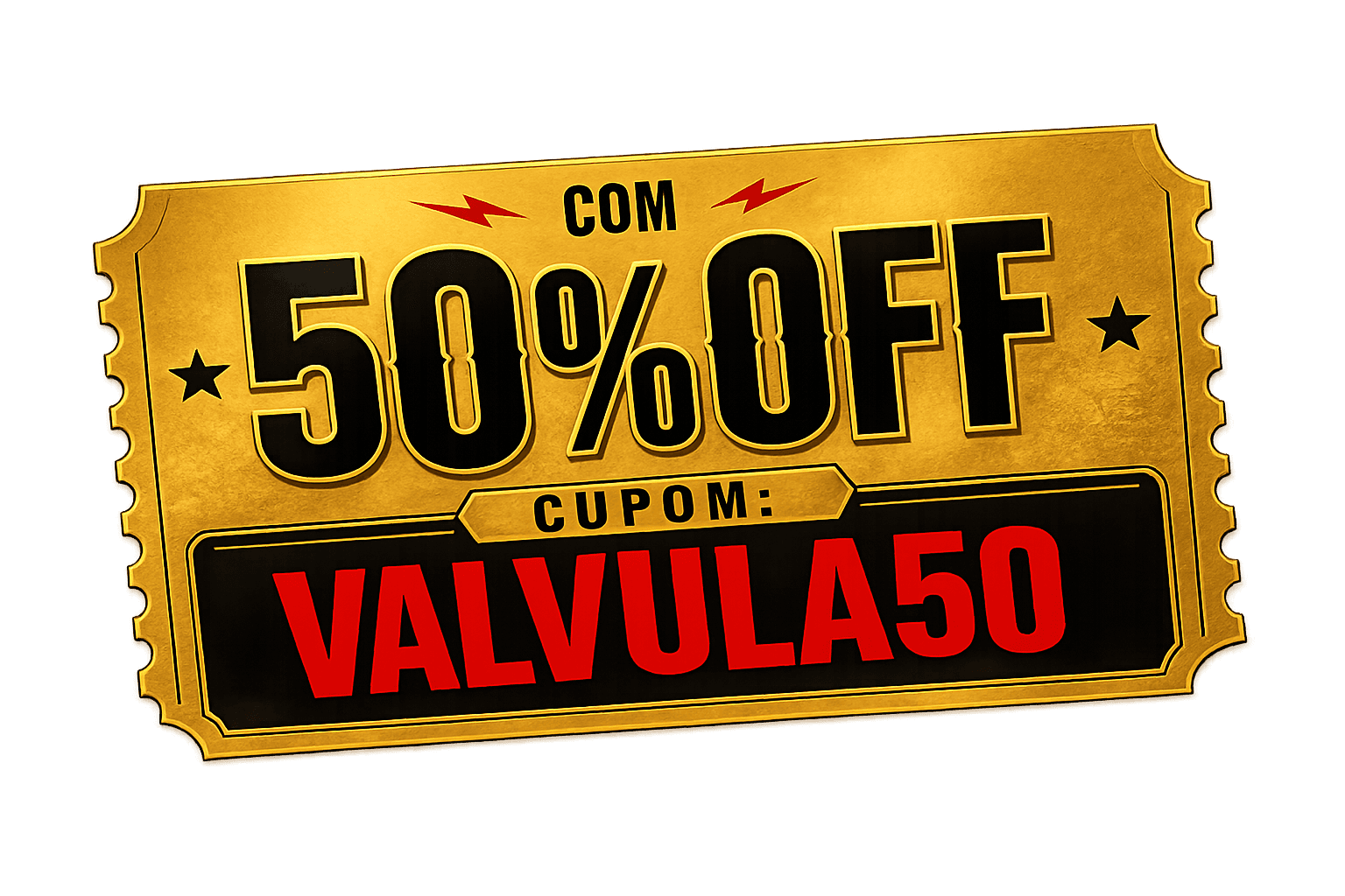 Cupom de 50% OFF — use o código VALVULA50